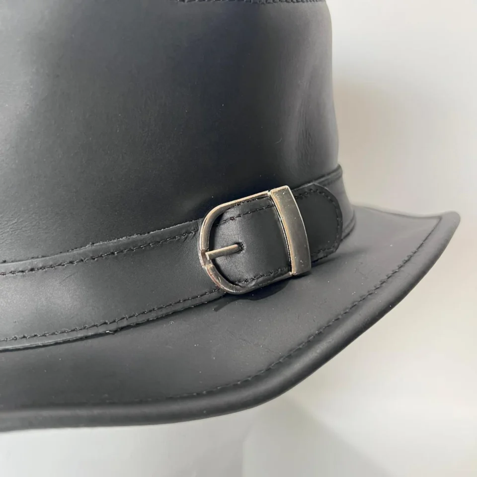 Light Neutral Handmade Leather Steampunk Top Hat Style 145 gallery view 05 - light neutral steampunk top hat with structured crown