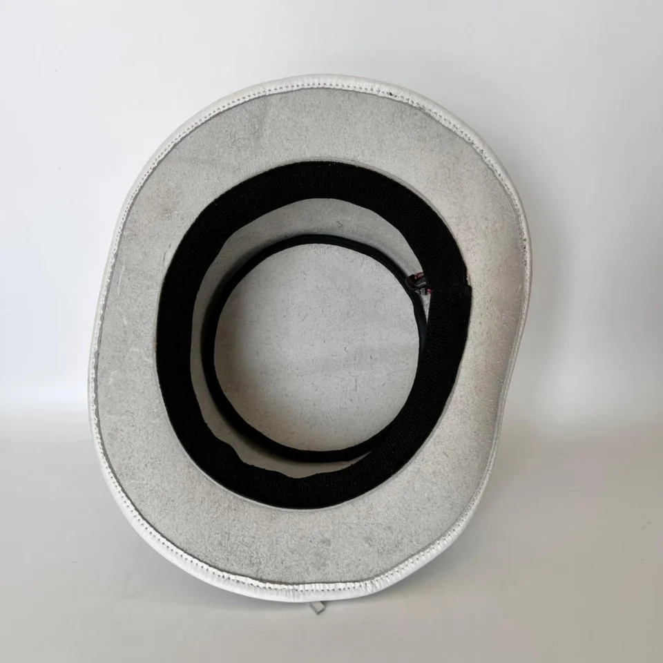 White Top Hat with Side Grommets back view - white / ivory tall top hat / western top hat