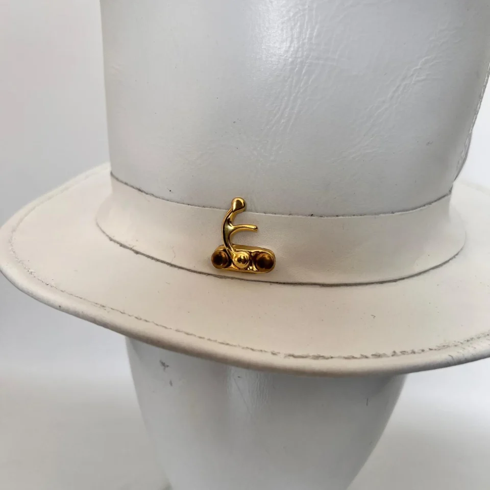 White Top Hat with Side Grommets gallery view 5 - white / ivory tall top hat / western top hat
