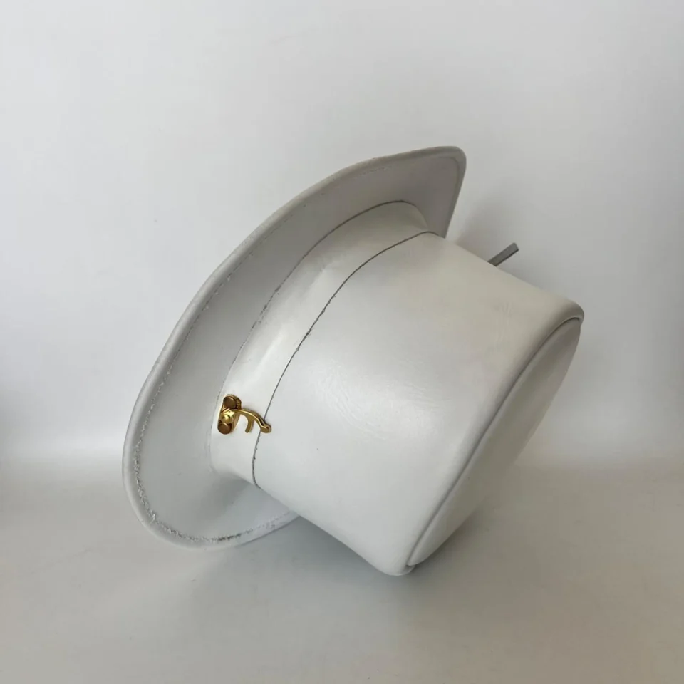 White Top Hat with Side Grommets side view - white / ivory tall top hat / western top hat