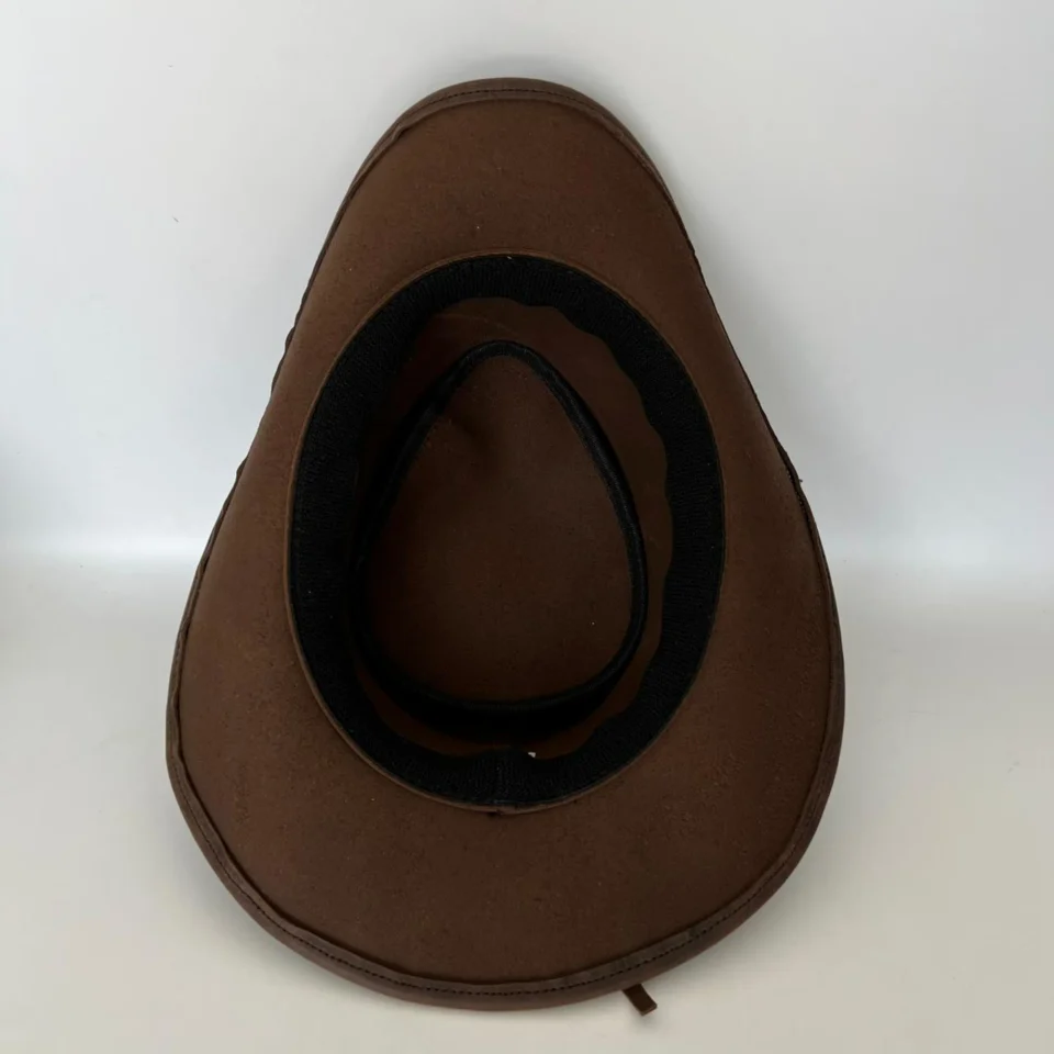 Light Neutral Handmade Leather Steampunk Top Hat Style 172 detail view - light neutral steampunk top hat with structured crown