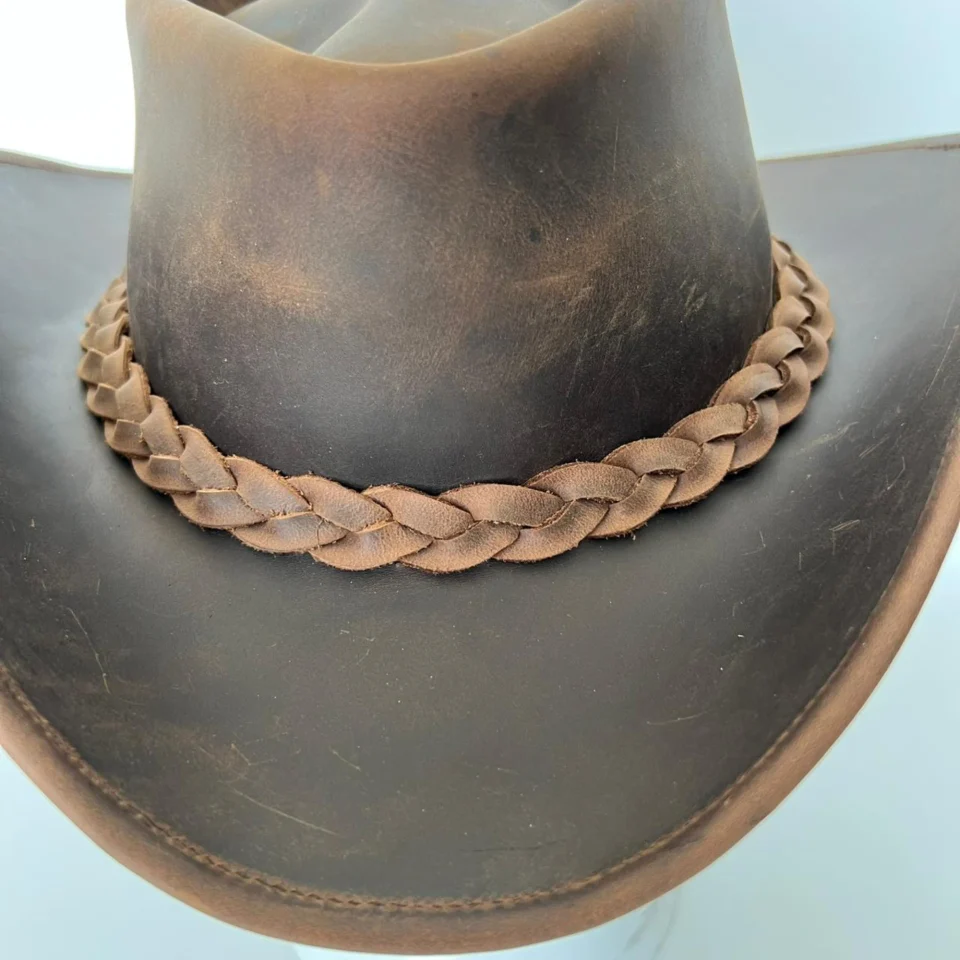 Light Neutral Handmade Leather Steampunk Top Hat Style 172 gallery view 05 - light neutral steampunk top hat with structured crown