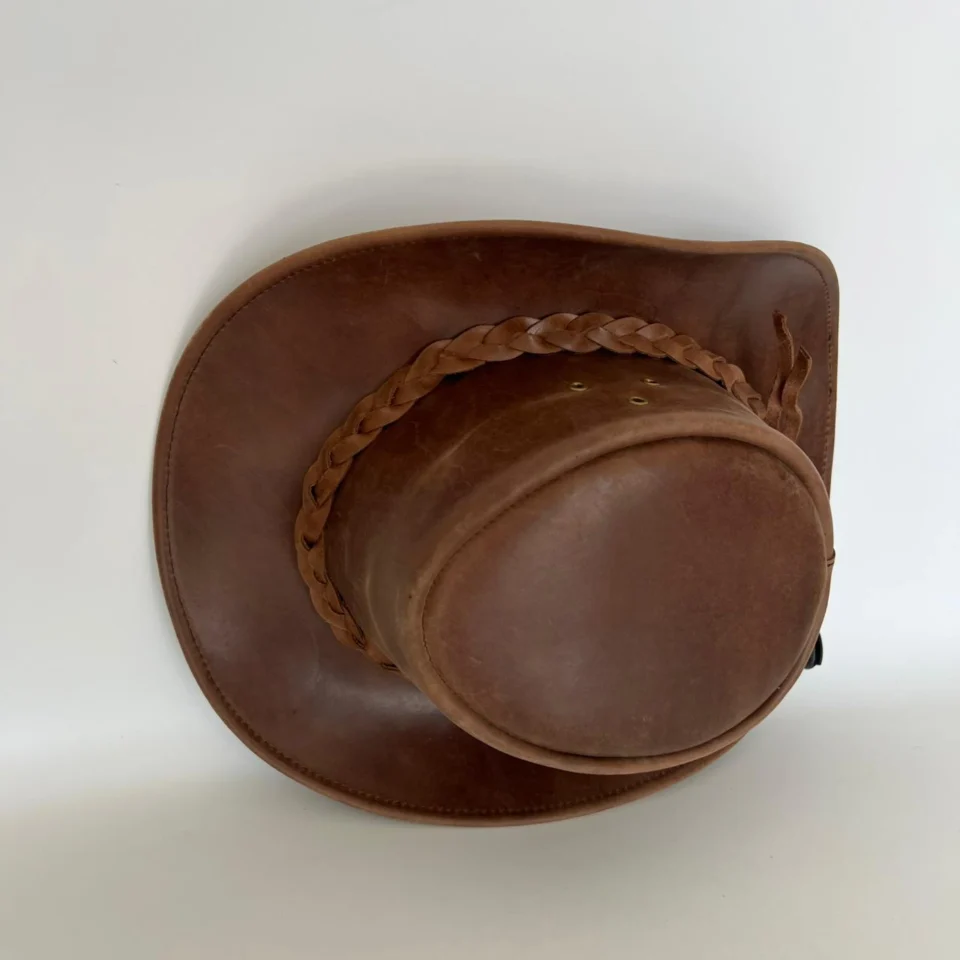 Brown Braided Western Top Hat detail view - brown tall top hat / western top hat