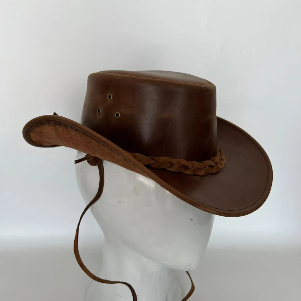 Brown Braided Western Top Hat gallery view 5 - brown tall top hat / western top hat
