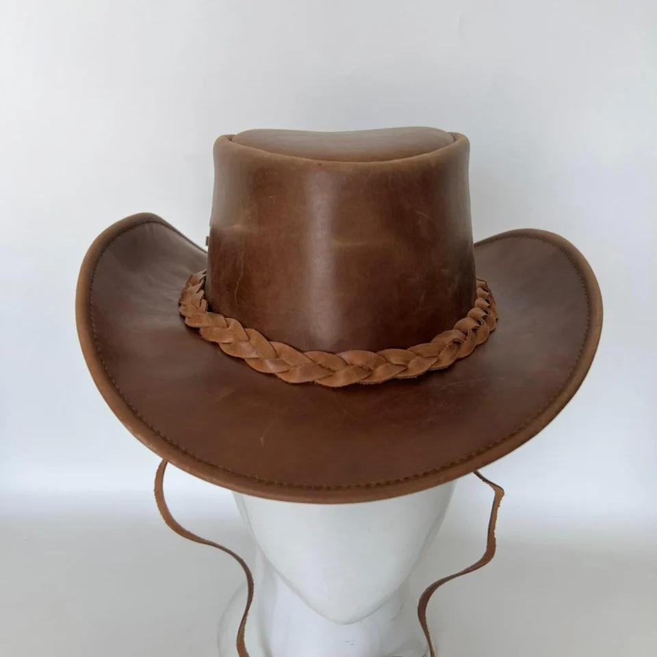 Brown Braided Western Top Hat gallery view 6 - brown tall top hat / western top hat