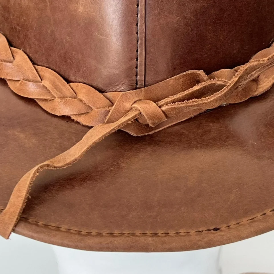 Brown Braided Western Top Hat gallery view 7 - brown tall top hat / western top hat