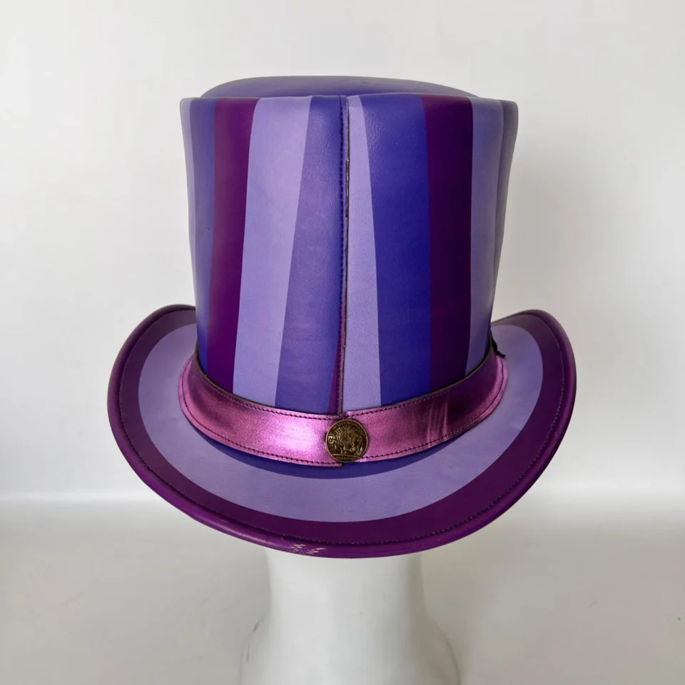 Purple Two-Tone Top Hat side view - purple with black brim/interior top hat