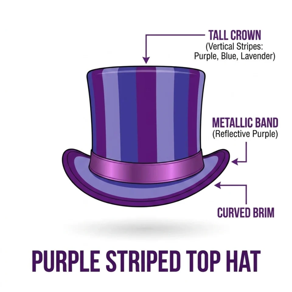 Purple Two-Tone Top Hat three-quarter view - purple with black brim/interior top hat
