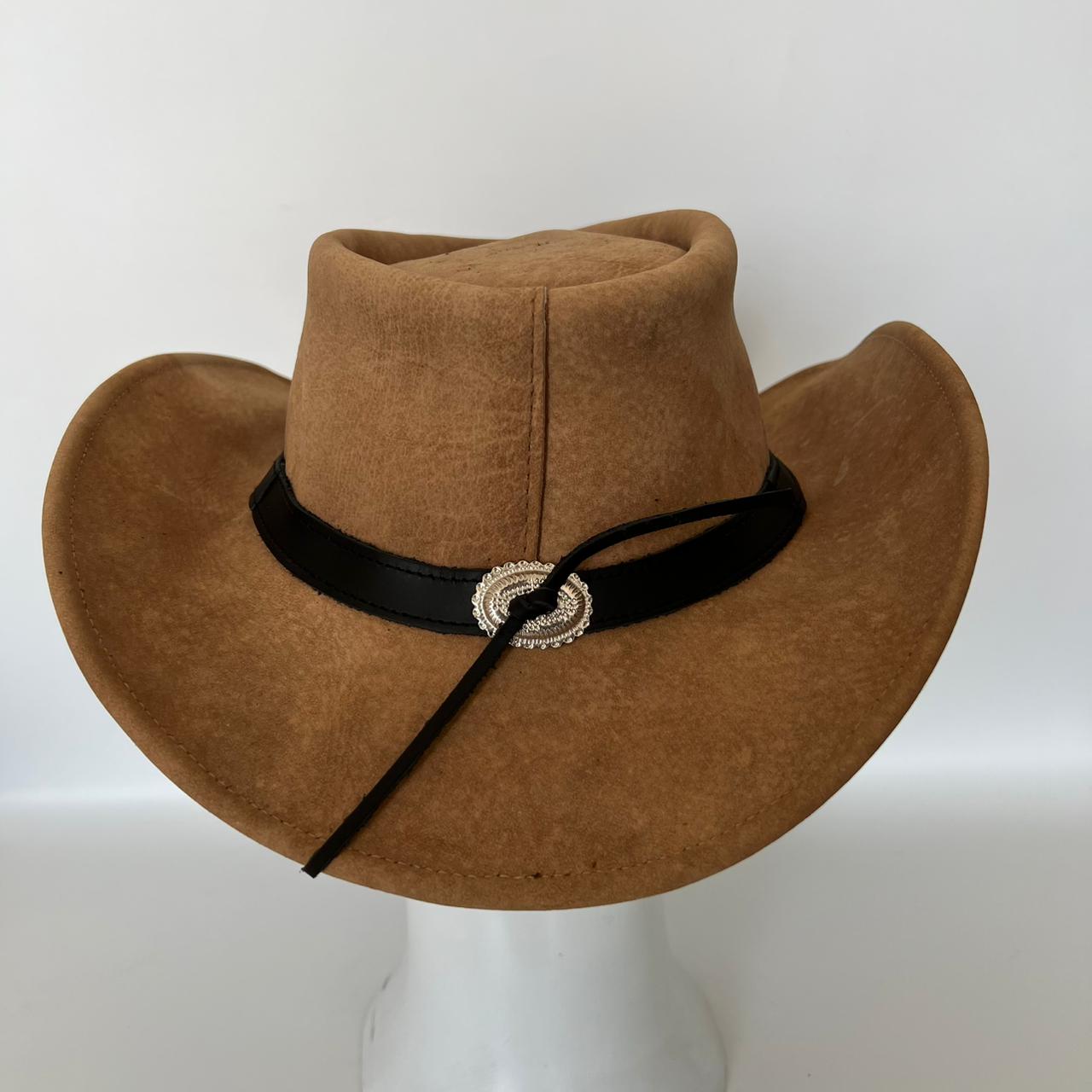 Tan Genuine Leather Western Cowboy Hat with Braided Hatband - Style 236 featured view