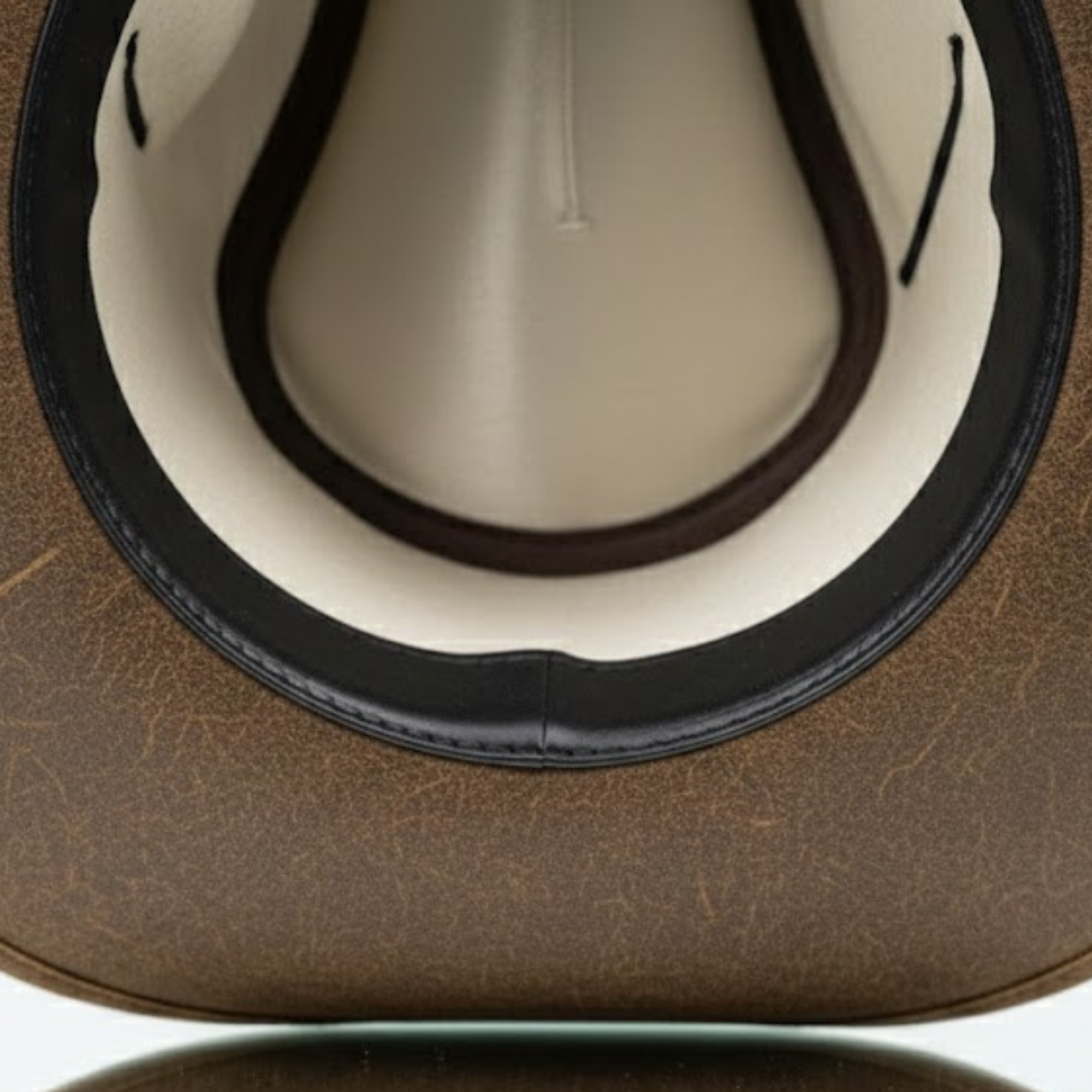 Tan Genuine Leather Western Cowboy Hat with Zipper Detail - Style 235 - image 05