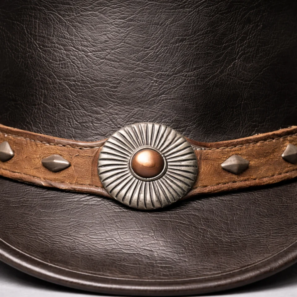 White Handmade Leather Costume Top Hat Style 010 side view - white costume top hat with structured crown
