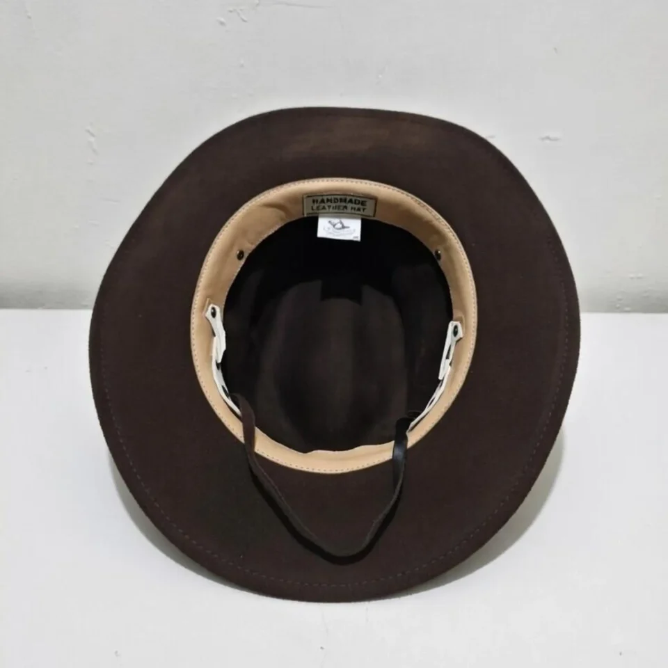 White Handmade Leather Costume Top Hat Style 181 detail view - white costume top hat with structured crown