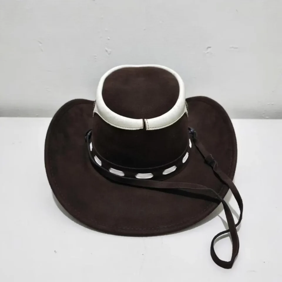 White Handmade Leather Costume Top Hat Style 181 gallery view 05 - white costume top hat with structured crown