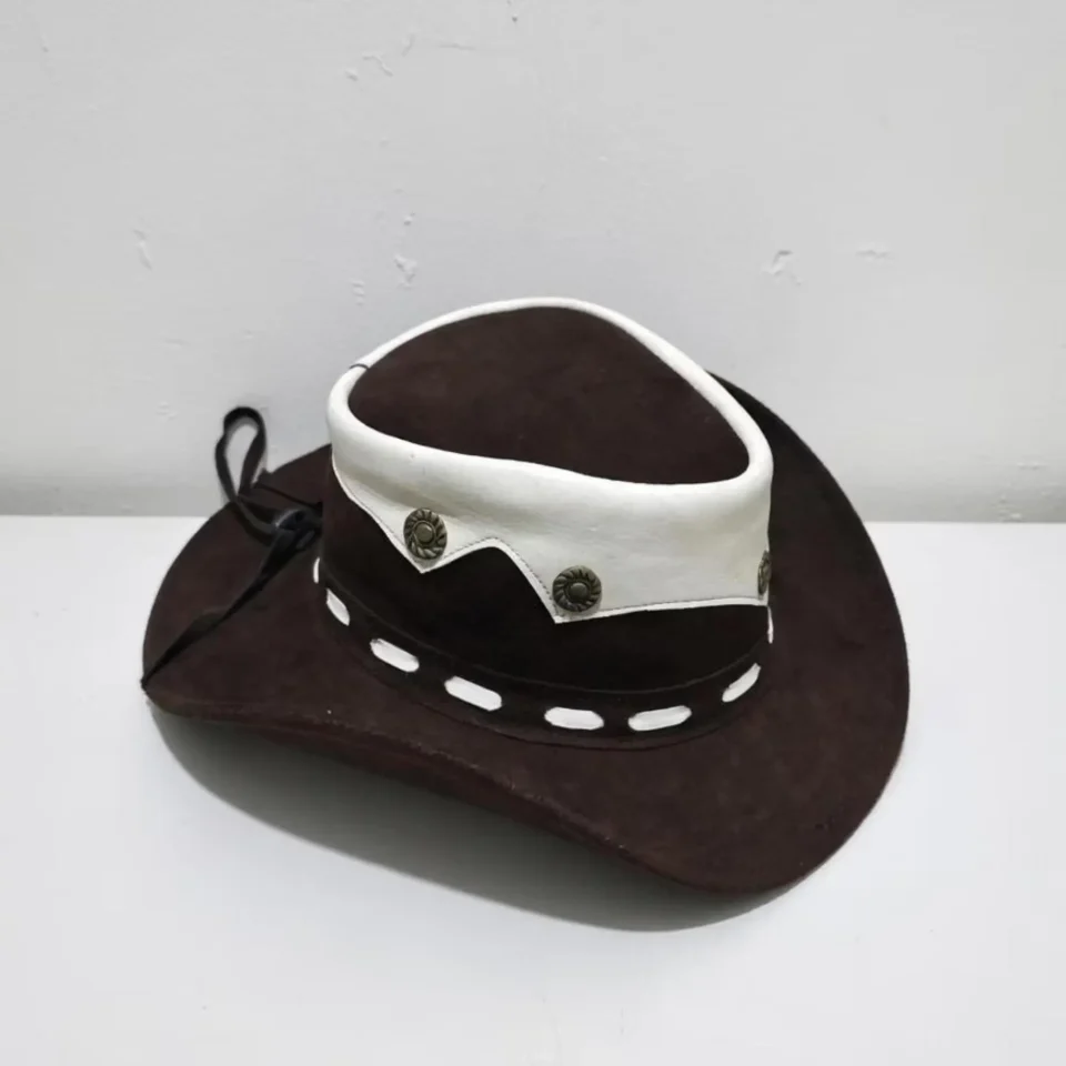White Handmade Leather Costume Top Hat Style 181 gallery view 06 - white costume top hat with structured crown