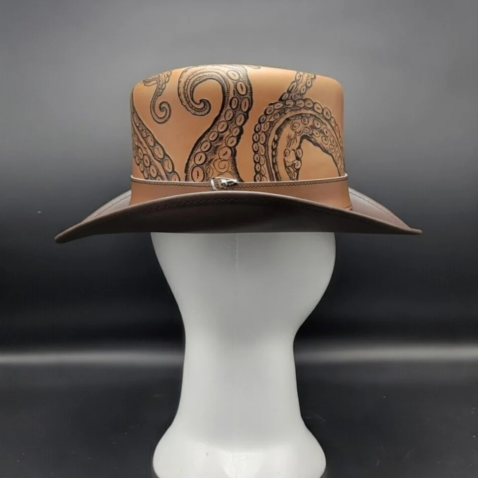 White Handmade Leather Costume Top Hat Style 184 gallery view 05 - white costume top hat with structured crown