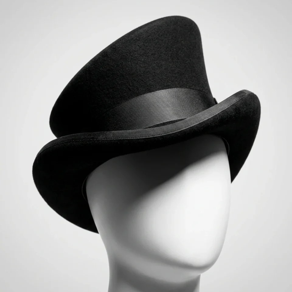 White Handmade Leather Festival Top Hat Style 071 gallery view 05 - white costume top hat with structured crown