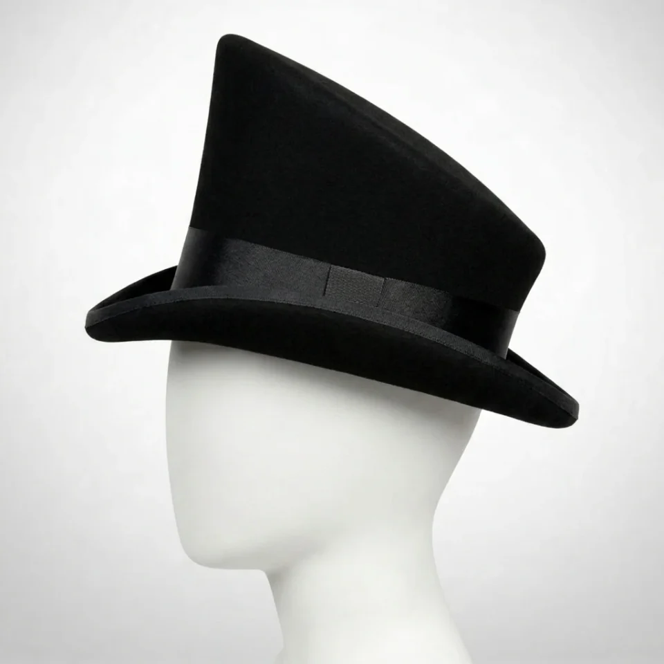 White Handmade Leather Festival Top Hat Style 071 gallery view 06 - white costume top hat with structured crown