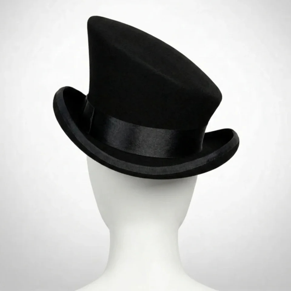 White Handmade Leather Festival Top Hat Style 071 gallery view 08 - white costume top hat with structured crown