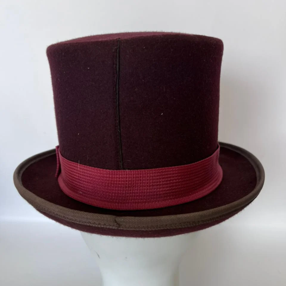 White Handmade Leather Festival Top Hat Style 119 gallery view 05 - white costume top hat with structured crown