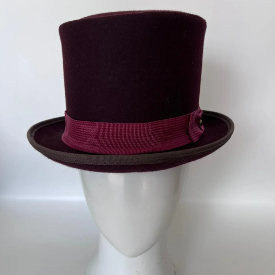White Handmade Leather Festival Top Hat Style 119 gallery view 06 - white costume top hat with structured crown