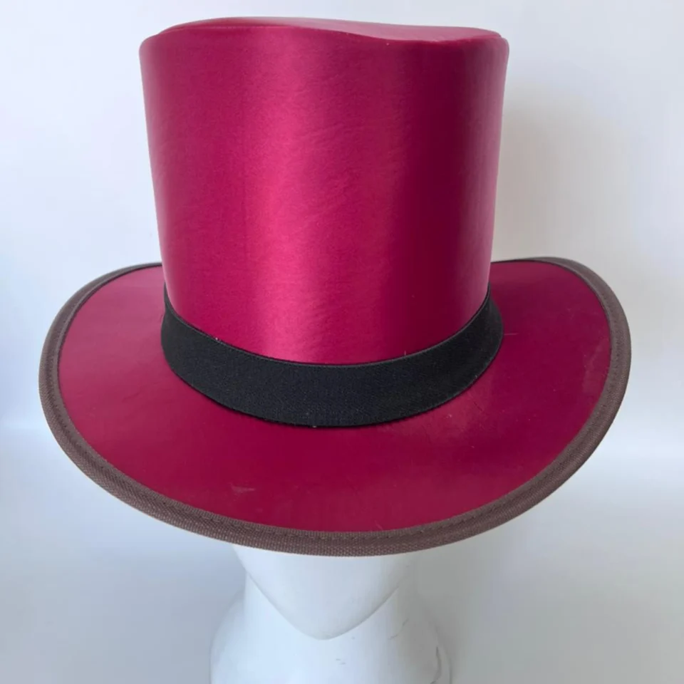 White Handmade Leather Festival Top Hat Style 125 gallery view 05 - white costume top hat with structured crown