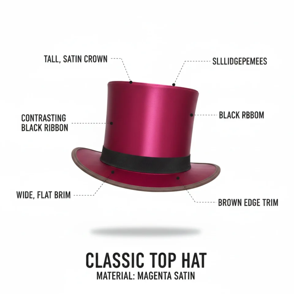 White Handmade Leather Festival Top Hat Style 125 three quarter view - white costume top hat with structured crown