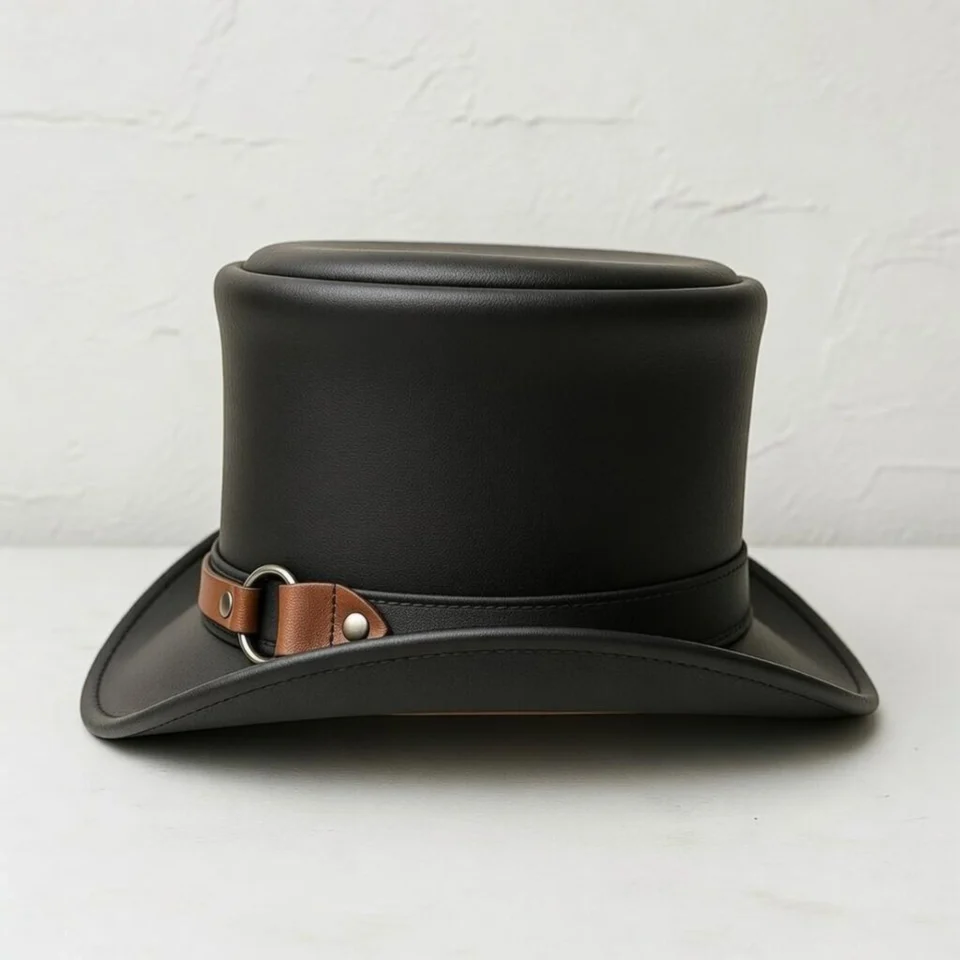 Black Owl Artwork Top Hat gallery view 5 - black with multicolor artwork tall top hat / western top hat