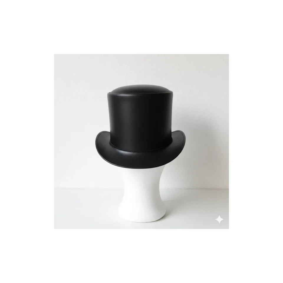 White Handmade Leather Festival Top Hat Style 188 gallery view 06 - white costume top hat with structured crown