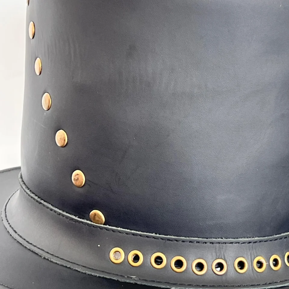 Black Top Hat with Brass Studs gallery view 6 - black tall top hat / western top hat