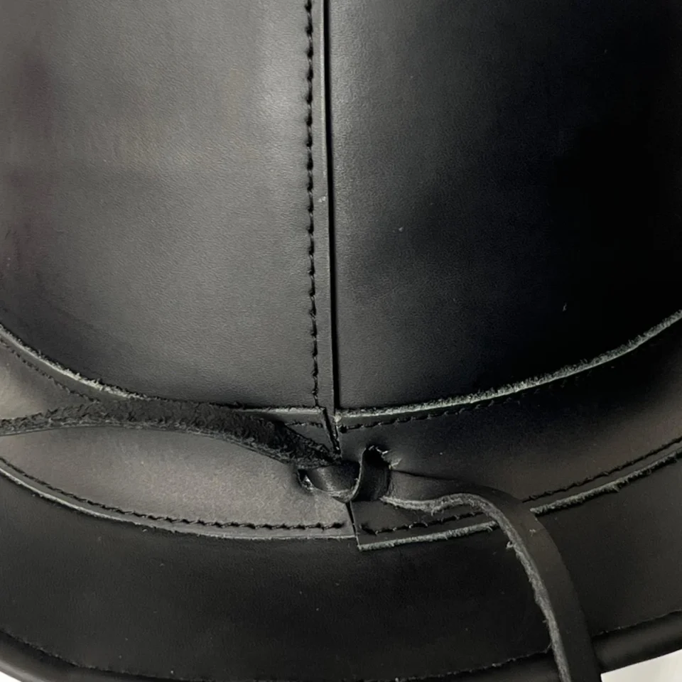 Black Top Hat with Brass Studs side view - black tall top hat / western top hat