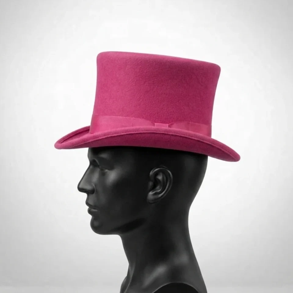 White Handmade Leather Statement Top Hat Style 066 gallery view 06 - white steampunk top hat with structured crown