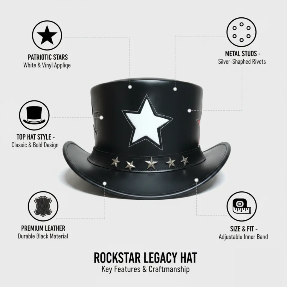 White Handmade Leather Statement Top Hat Style 153 three quarter view - white steampunk top hat with structured crown