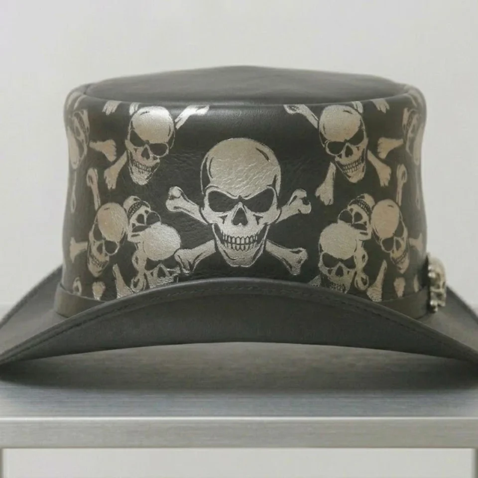 White Handmade Leather Statement Top Hat Style 186 gallery view 05 - white steampunk top hat with structured crown