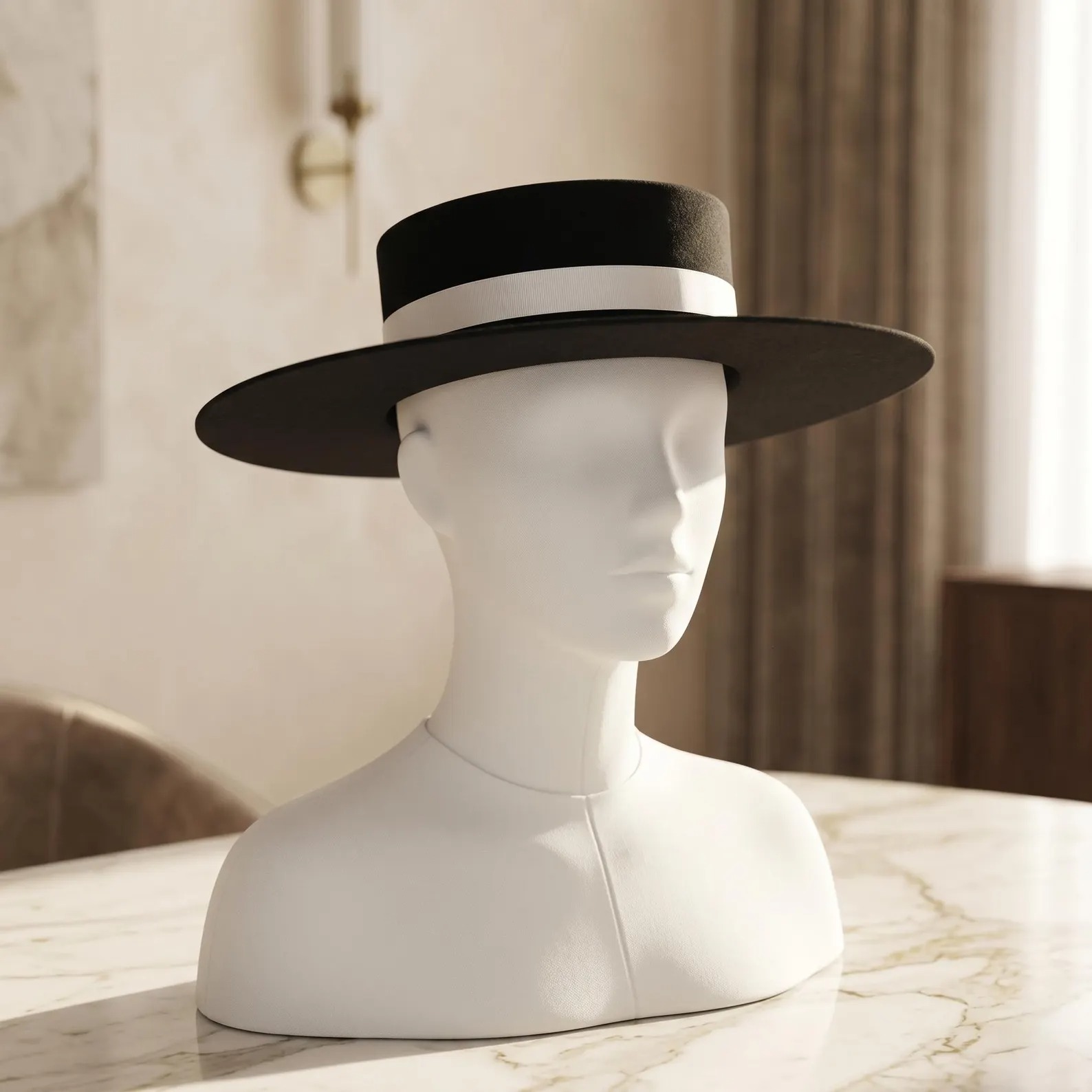 Wide Brim Genuine Leather Statement Hat featured view